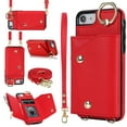 thumbnail image 1 of Crossbody for iPhone 7 / 8 / SE 2022 & 2020 Phone Case for Women, Wallet Case with Credit Card Holder Shoulder Strap & Wrist Lanyard Shockproof Purse Back Flip 360 Ring Holder Kickstand Case,Red, 1 of 9