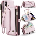 thumbnail image 1 of Crossbody for iPhone X XS Case Wallet【RFID Blocking】with 7-Card Holder Zipper Bills Slot, Soft PU Leather Magnetic Shoulder Wrist Strap for iPhone X XS Wallet Case Women, 1 of 15