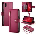 thumbnail image 1 of Crossbody for iPhone XS / iPhone X Phone Case Wallet with Card Slots Zipper Pocket, PU Leather Magnetic Shoulder Strap Purse Cover with Flip Kickstand for iPhone XS / iPhone X Women Girls, Red, 1 of 10
