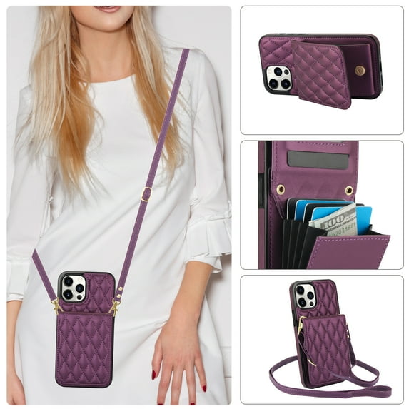 Crossbody leather wallet phone case suitable for iPhone 11 ,lanyard and kickstand card Solt.