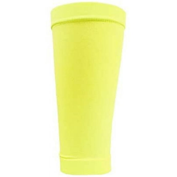 Crossbones Sports Neon Yellow Shin Guard Sleeves For Soccer (2 Pair Pack)