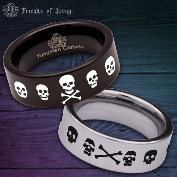 Crossbones Tungsten Carbide Ring