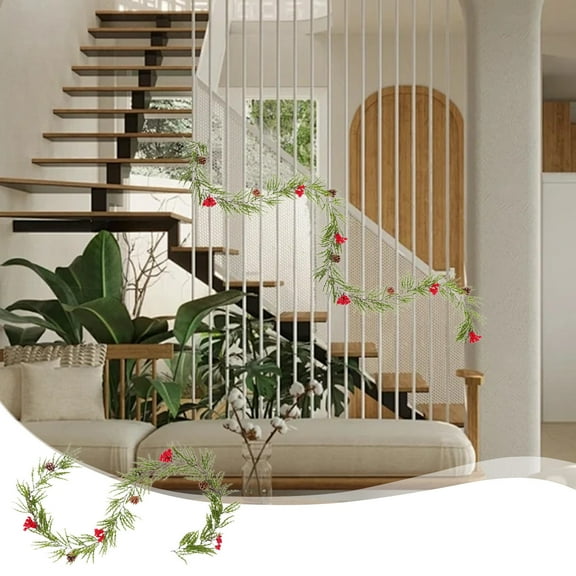 Nilvkv Crossborder Christmas Simulated Decor with Red Fruit Cane Pine Needles Cones Vines for Home Wedding, Christmas Decorations, CHRlSTMAS-GlFTs