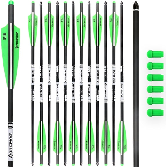 Crossbow Bolts 20 22 Inch Carbon Archery Arrows Hunting Bolts with Removable Tips 12Pack
