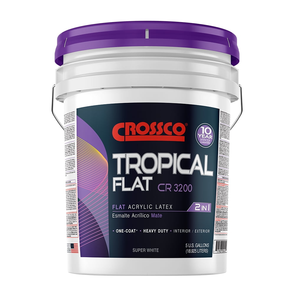 Crossco Tropical Flat Interior and Exterior White Paint 5 Gallon