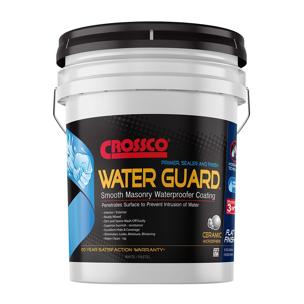 Crossco Water Guard 3 in 1 Primer Sealer and White Paint Satin Finish, 1 Gallon
