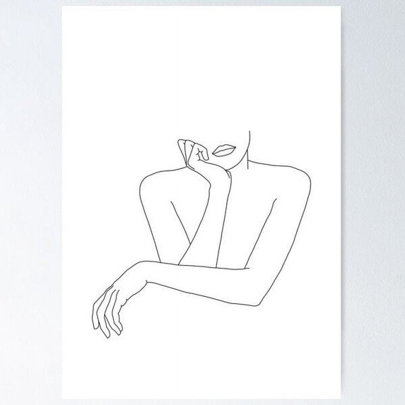 Crossed Arms Figure Illustration - Amelie Poster Wall Art, Modern Wall Decor For Living Room Bedroom, 16x24 UNFRAMED