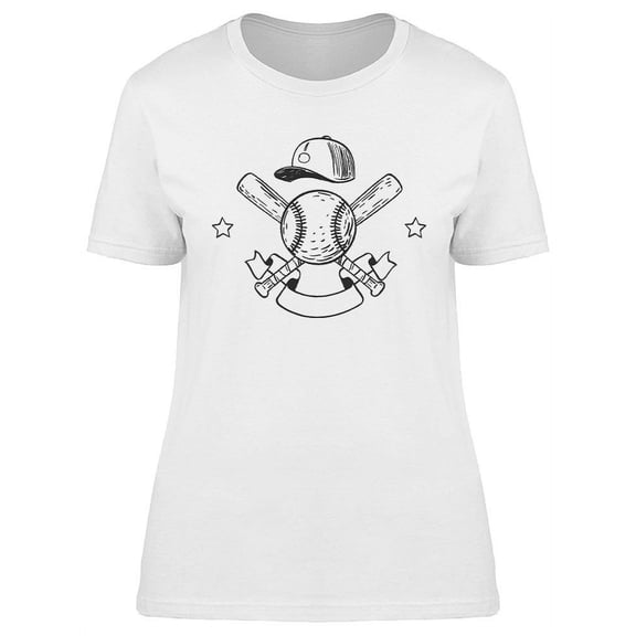 Crossed Baseball Bats And Ball T-Shirt Women -Image by Shutterstock, Female x-Large