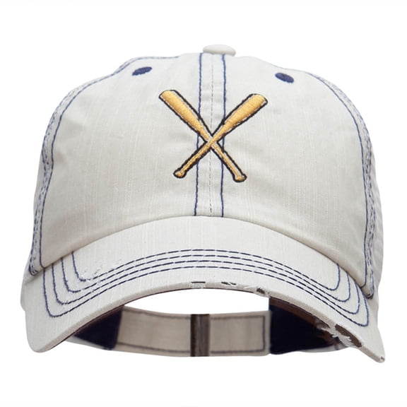 Crossed Bats Embroidered Low Profile Special Cotton Mesh Cap - Putty OSFM