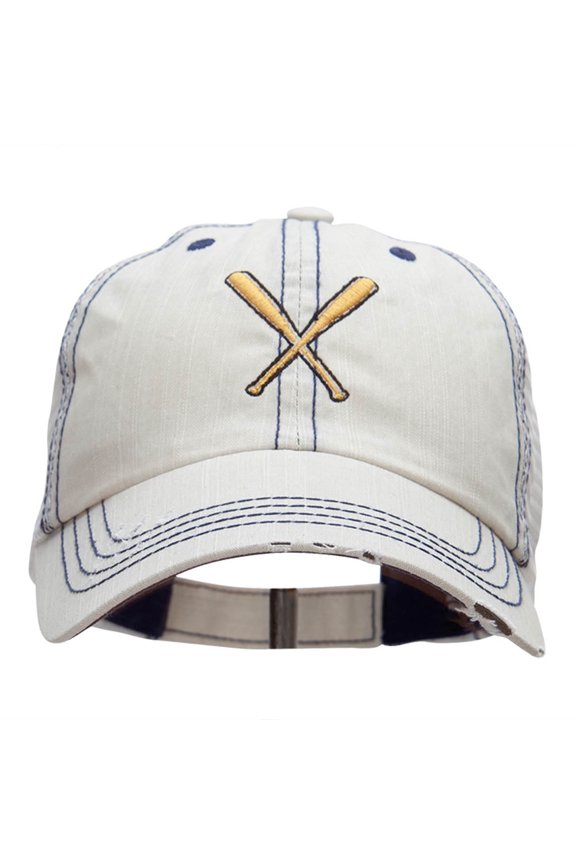 Crossed Bats Embroidered Low Profile Special Cotton Mesh Cap - Putty OSFM