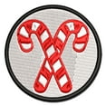 thumbnail image 1 of Crossed Candy Canes Christmas Applique Multi-Color Embroidered Iron-On Patch - 3 Inch Medium, 1 of 5