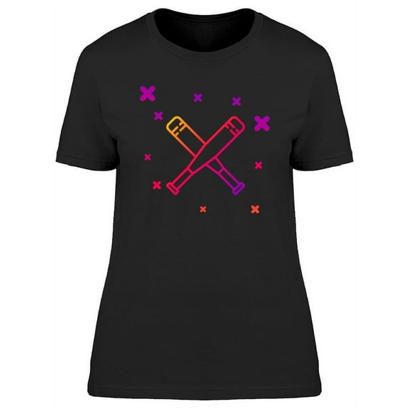 Crossed Colored Baseball Bats T-Shirt Women -Image by Shutterstock, Female x-Large