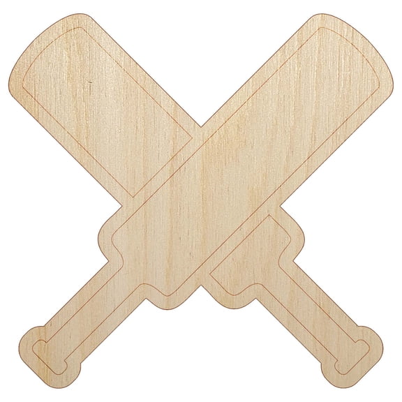Crossed Cricket Bats Wood Shape Unfinished Piece Cutout Craft DIY Projects - 6.25 Inch Size - 1/8 Inch Thick