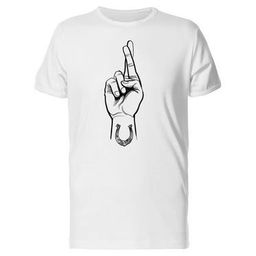 Crossed Fingers Horseshoe Tattoo T-Shirt Men -Image by Shutterstock, Male Medium