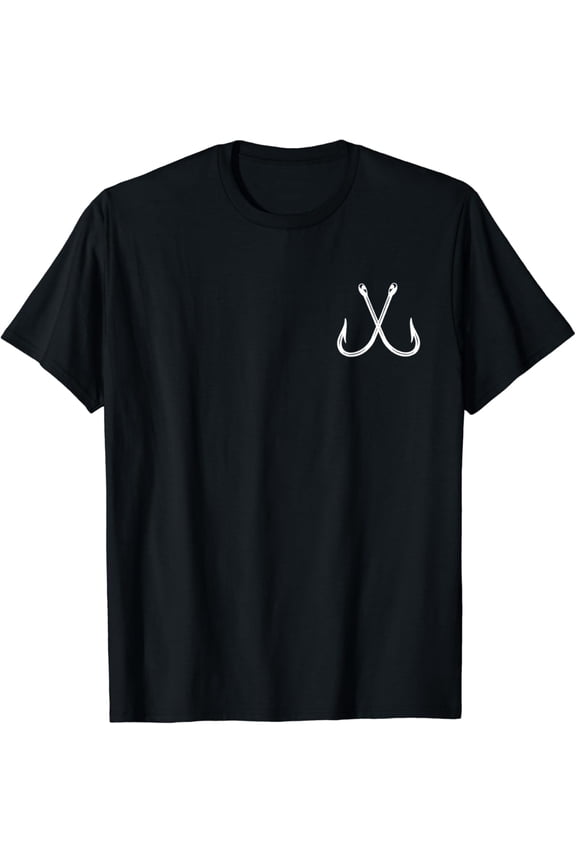 Crossed Fishing Hook Fisherman Pocket Logo Graphic Men T-Shirt