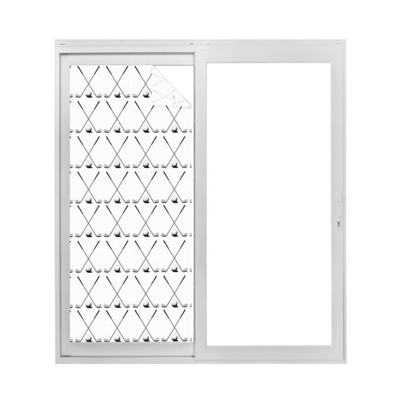 Crossed Golf Clubs Window Privacy Film White Sports Golf Balls Country Decorative Glass Window Film UV Blocking Static Cling Non-Adhesive Sticker Covering for Home Door 17.7 x 39.3 inches