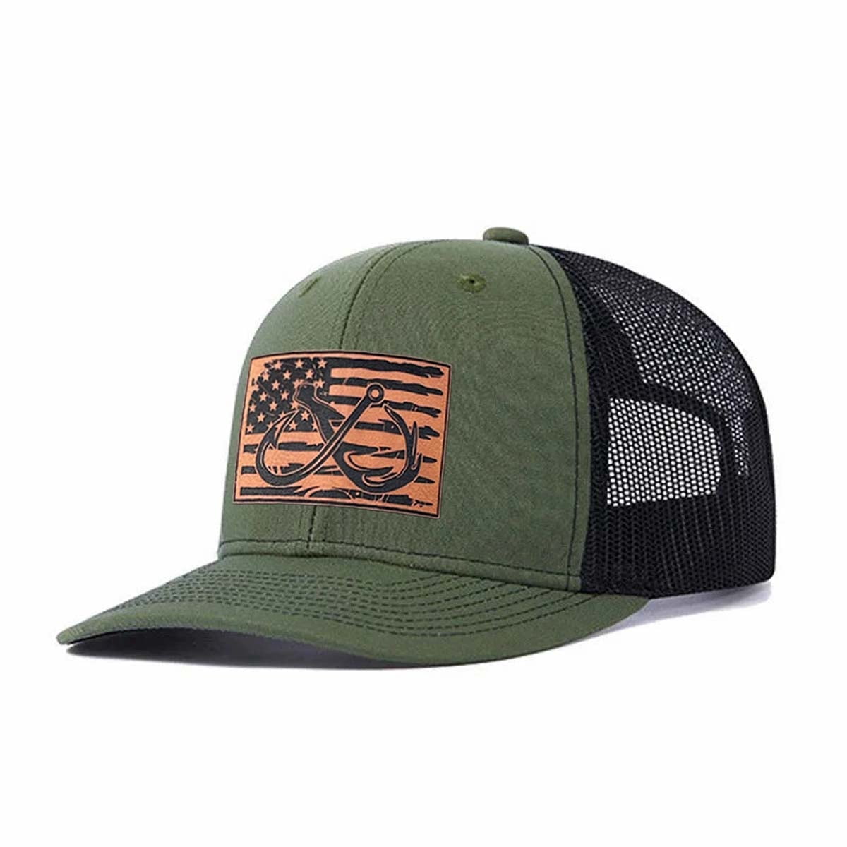 Crossed HOOKS & American Flag Patch Letter leather label pattern ...