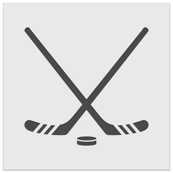 Crossed Hockey Sticks with Puck DIY Cookie Wall Craft Stencil - 11.5 Inch