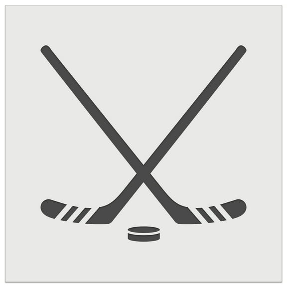 Crossed Hockey Sticks with Puck DIY Cookie Wall Craft Stencil - 5.5 Inch