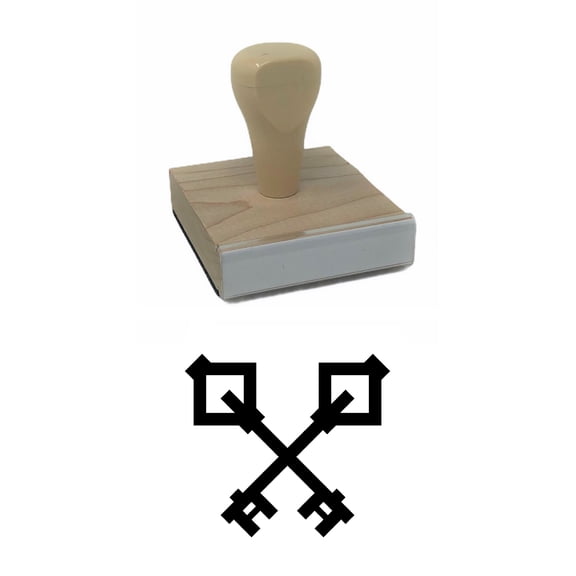Crossed Keys Rubber Stamp, 2 X 2" Wood Stamp