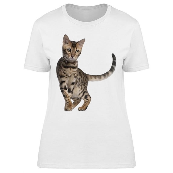 Crossed Legged Bengal Kitty T-Shirt Women -Image by Shutterstock, Female Large