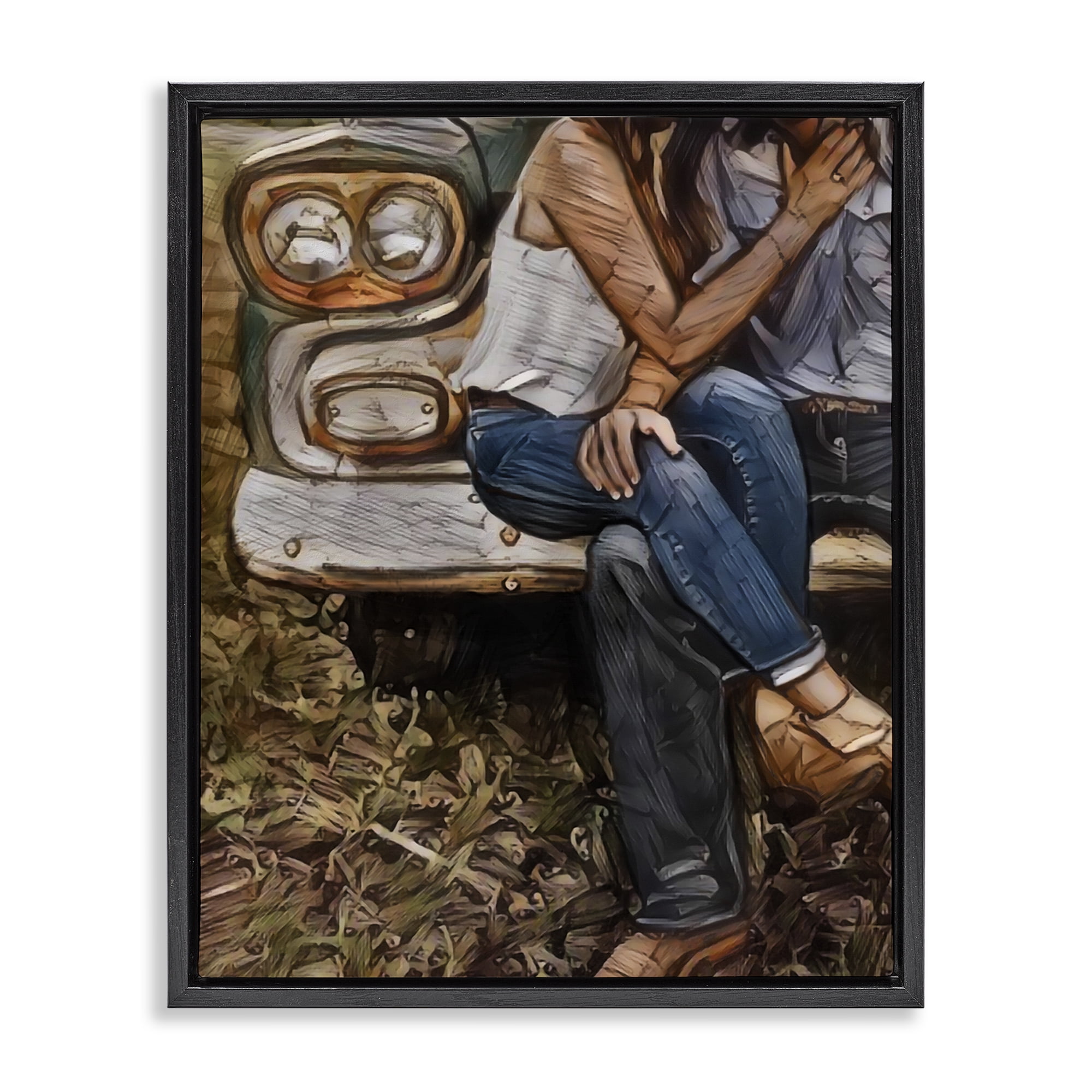Crossed Legs & Trucks Black Framed Floater Canvas Wall Art, design by Jesse Keith
