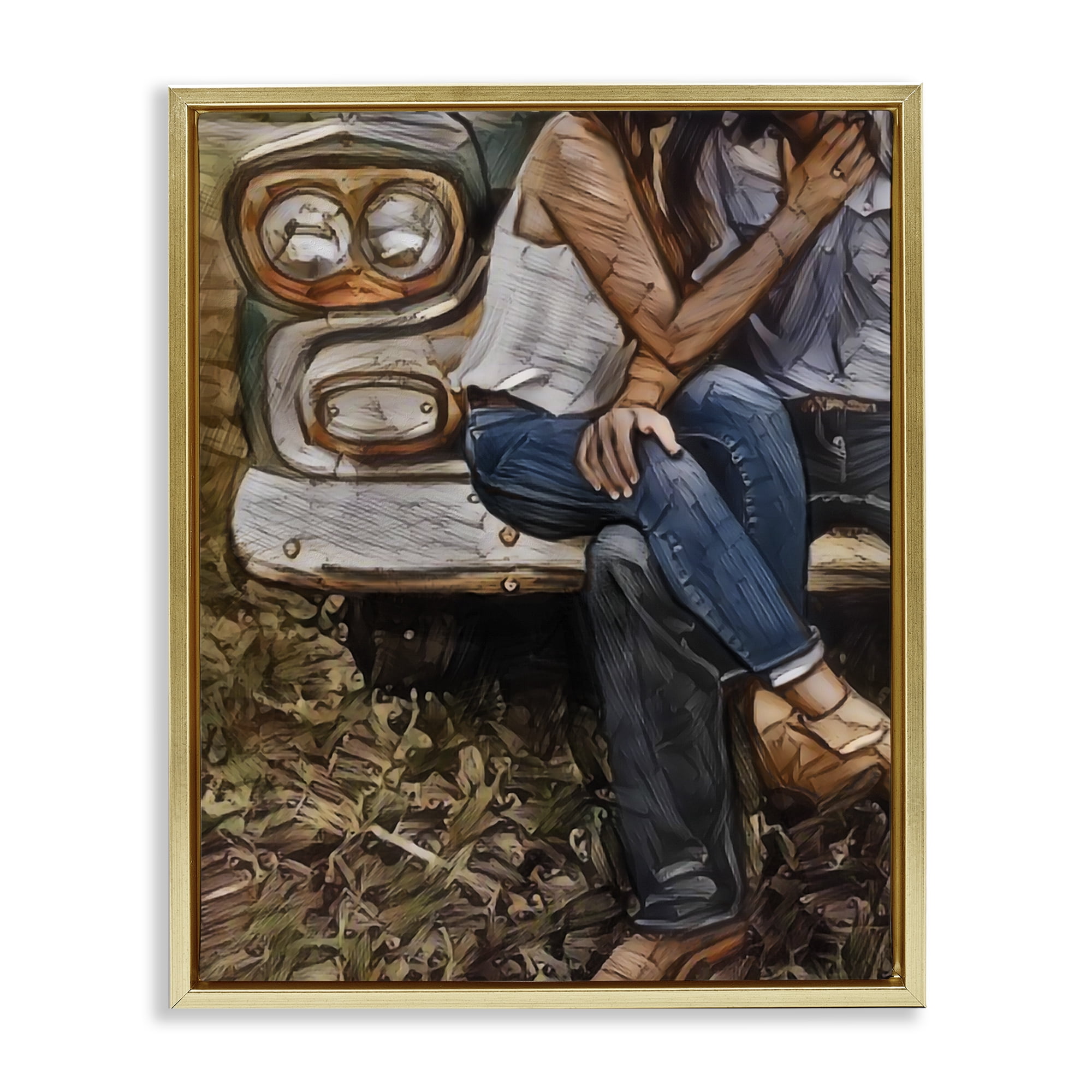 Crossed Legs & Trucks Gold Framed Floater Canvas Wall Art, design by Jesse Keith