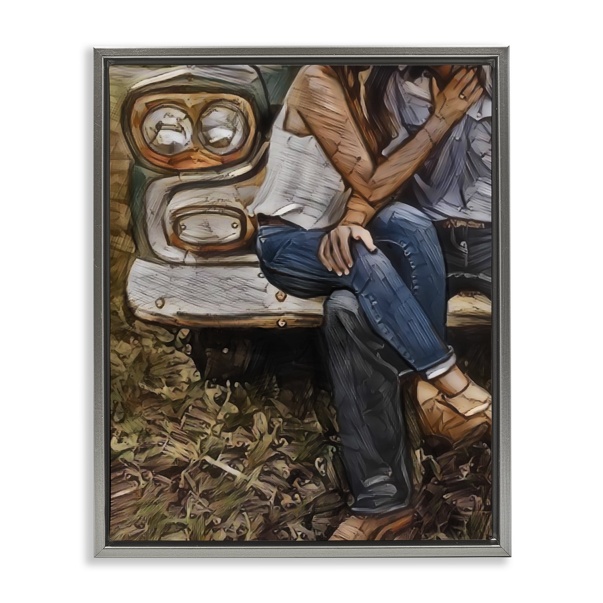 Crossed Legs & Trucks Gray Framed Floater Canvas Wall Art, design by Jesse Keith