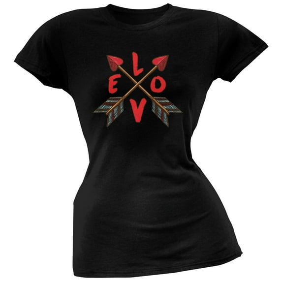 Crossed Love Arrows Black Soft Juniors T-Shirt - Large