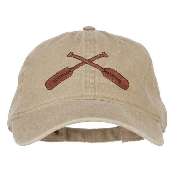 Crossed Paddles Embroidered Washed Cotton Cap - Khaki OSFM