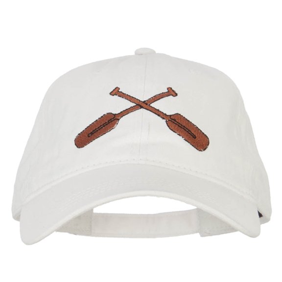 Crossed Paddles Embroidered Washed Cotton Cap - White OSFM