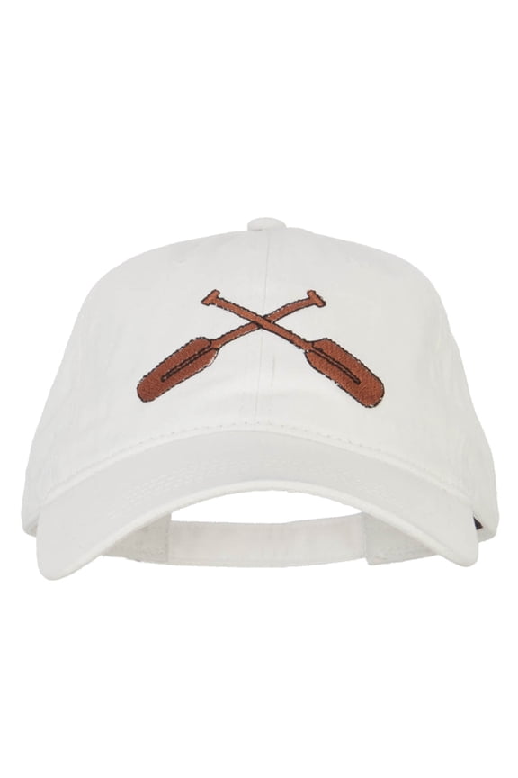 Crossed Paddles Embroidered Washed Cotton Cap - White OSFM