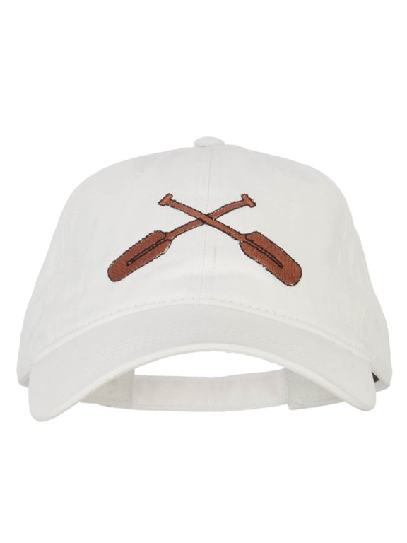 Crossed Paddles Embroidered Washed Cotton Cap - White OSFM