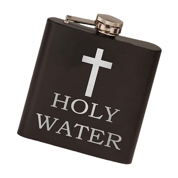 Crossed Pattern Holy Water Flask Bottle In Stainlessed Steel Hip With Screw Top For Outdoor Activity