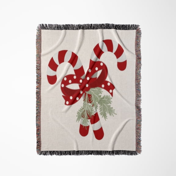 Crossed Peppermint Candy Canes, Woven Blanket