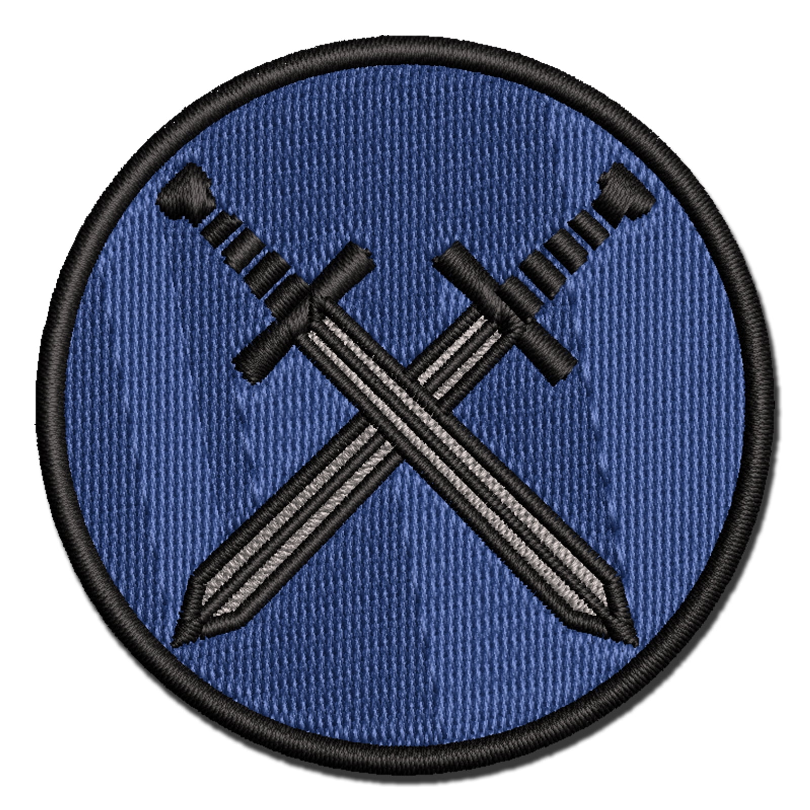 Crossed Swords Battle Icon Applique Multi-Color Embroidered Hook & Loop Patch - 3.5 Inch Large