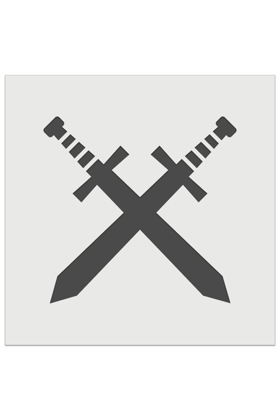 Crossed Swords Battle Icon DIY Cookie Wall Craft Stencil - 3.5 Inch