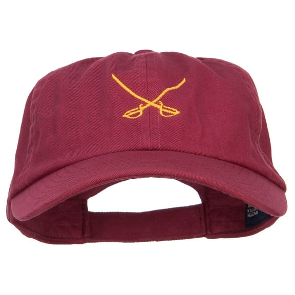 Crossed Swords Embroidered Low Cap - Wine OSFM