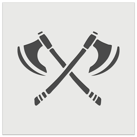 Crossed Viking Battle Axes Weapons DIY Cookie Wall Craft Stencil - 5.5 Inch