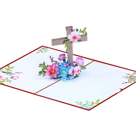 Crosses 3D Popup Greeting Card Religious Congratulation Gift,Easters Card with Envelope,Christmas Thanks You Blessing