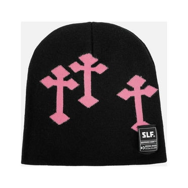 Gothic Cross Black Pink Beanie