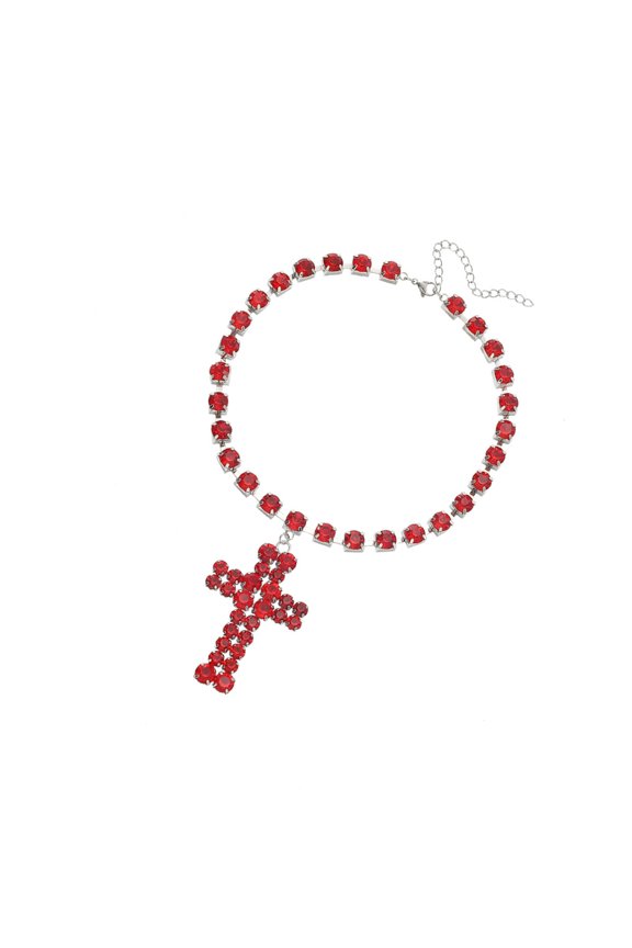Crosses Drops Necklace With Adjustable Length And Rhinestones For Everyday Wear