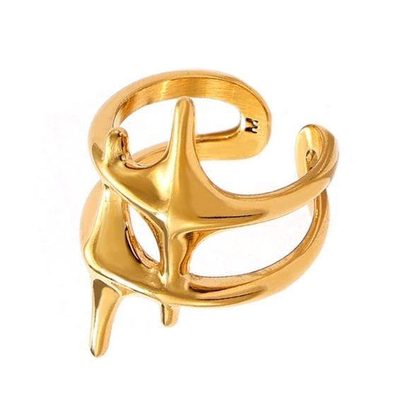 Crosses Star Ring with Gold/Steel Finish Representing Belief and Power Ideal for Trendsetters and Style Seekers