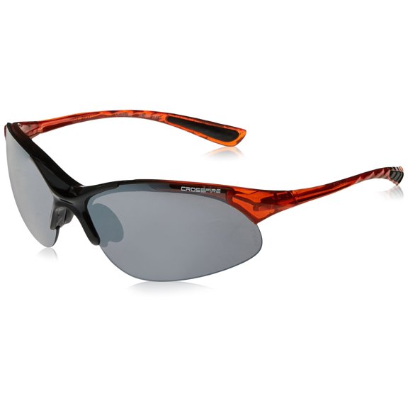 Crossfire 1583 Cobra Safety Glasses Silver Mirror Lens - Shiny Black & Crystal Burnt Orange Frame