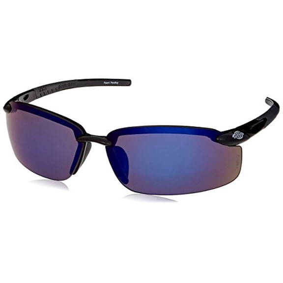 ES5, Safety Glasses, Anti-Scratch, Blue Mirror Lens, Black Frame, Half-Frame 2968