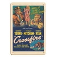 thumbnail image 1 of Crossfire - Starring Robert Young Robert Mitchum Robert Ryan and Gloria Grahame - Vintage Film Noir Movie Poster c.1947 - 8 x 12 inch Vintage Wood Art Sign, 1 of 4
