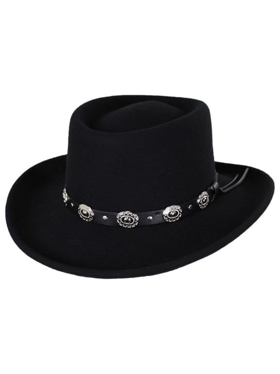 Crossfire Wool Felt Gambler Hat - L - Black