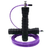Crossfit Men's and Women's Speed Workout, Adjustable Cable Tangle-Free, Sweatband Jump Rope - purple
