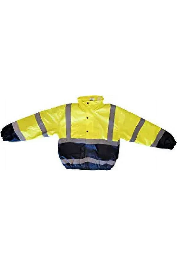 Crossing Guard Reflective Safety Jacket Hideaway Hood Coat Neon Yellow (Choose Size) (XX-LARGE)