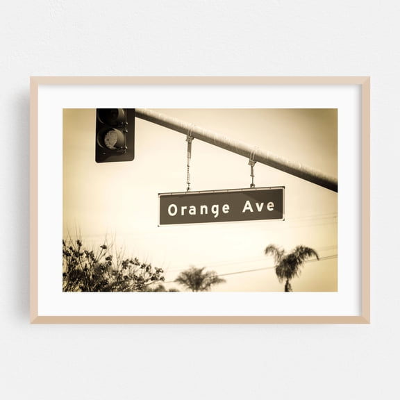 Crossing Orange Dreams - Coronado California Photography Street Photography Vintage Typography City Retro Architecture Palm Tree Oak Framed Wall Art Print 5 x 7 inches